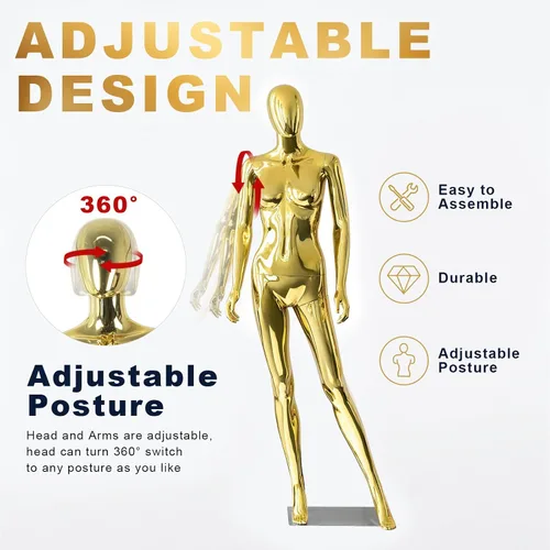 Vista 3 de Maniquí de cuerpo completo femenino Forma Maniquí Torso Soporte Ajustable Plástico Maniquí desmontable Base de metal
