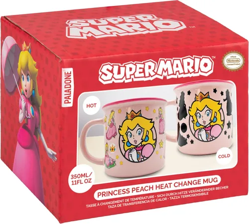 Vista 3 de Paladone Super Mario Princess - Taza de café de cerámica rosa con licencia oficial de Nintendo para bebidas calientes, regalo para jugadores