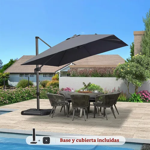 Vista 660 de PURPLE LEAF Paraguas al aire libre con base 8' x 8' protección solar verde Manzana Verde (Apple Green)