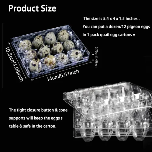 Vista 2 de Loving Basso Cajas de huevos de codorniz, paquete de 25, cada 12 bandejas pequeñas para huevos, reutilizables, de plástico reciclable, ideal