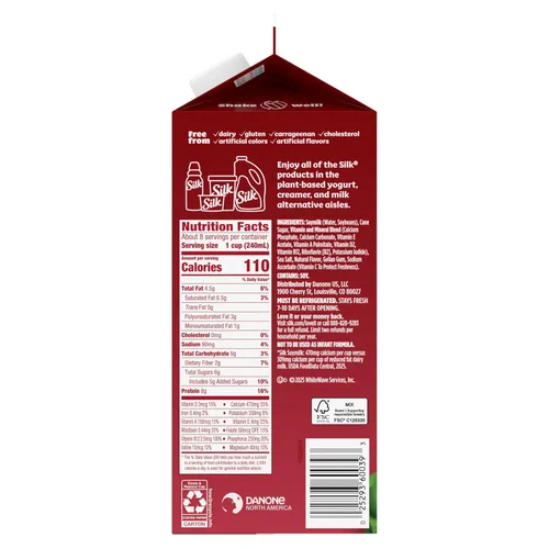 Vista 11 de Silk - Leche de soya, original, sin lácteos, vegana, sin OGM verificada por el «Proyecto Non-GMO», medio galón, 64 fl oz