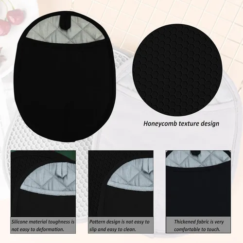 Vista 3 de Juego de 2 soportes de silicona para ollas con bolsillos, antideslizantes, acanalados, para cocina, almohadillas calientes resistentes al calor y al