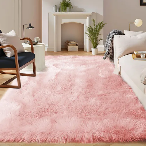 Vista 127 de Latepis - Alfombra rectangular de piel sintética tipo lana de oveja suave y esponjosa de estilo bohemio para sala de estar, dormitorio y residencias