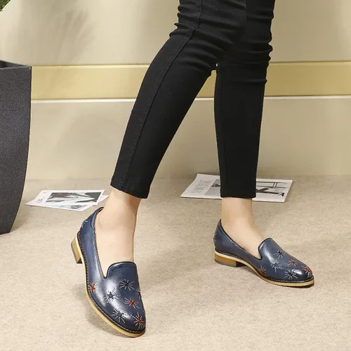 Vista 5 de Mona flying Mocasines de cuero para mujer, zapatos casuales de oficina para mujer