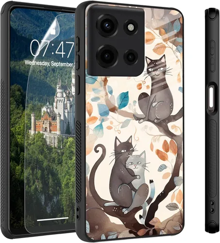 Vista 30 de Funda para Motorola Moto Edge 2022, cubierta trasera de vidrio templado con protector de pantalla, protección a prueba de golpes para Motorola Moto