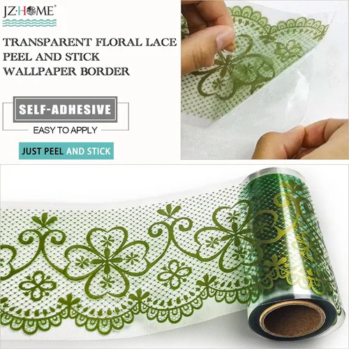 Vista 3 de Papel tapiz de encaje transparente, autoadhesivo, impermeable, decorativo, para baño, cocina, sala de estar, dormitorio, espejo de cristal