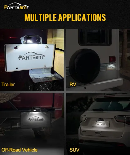 Vista 7 de Partsam Luz LED para matrícula, impermeable, 12 V CC, luz de etiqueta de licencia con soporte, orificio de drenaje, montaje de soporte de acero