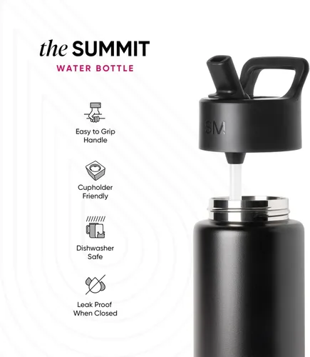Vista 3 de Simple Modern DC Comics Batman - Botella de agua para niños con tapa con pajilla, vaso aislado de acero inoxidable de 14 onzas para niños, vaso a