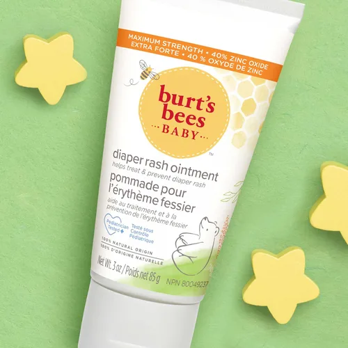 Vista 7 de Burt's Bees Baby Ungüento para dermatitis del pañal, máxima fuerza, 40% de óxido de zinc, 100% de origen natural, probado por pediatras, peso neto 3