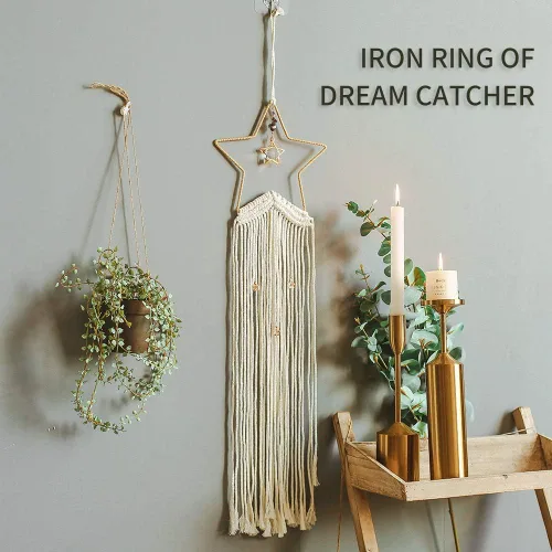 Vista 5 de 20 anillos de metal con diseño de luna y estrella, atrapasueños, círculo, macramé, para manualidades, atrapasueños, fabricación de atrapasueños