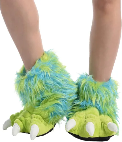 Vista 2 de Lazy One - Pantuflas con diseño de garra de animal para niños y adultos, disfraz divertido para niños, cálidas pantuflas peludas