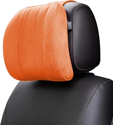 Vista 8 de Almohada para reposacabezas de automóvil, tela de gamuza suave, espuma viscoelástica, almohada para el cuello del automóvil, máxima comodidad y Beige