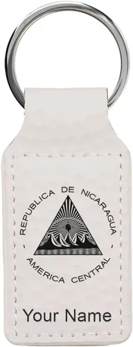 Vista 11 de LaserGram Llavero rectangular, bandera de Nicaragua, grabado personalizado incluido, Bambú
