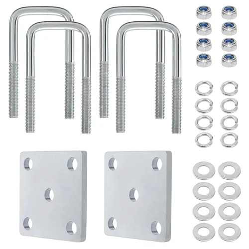 Vista 10 de Kit de pernos cuadrados en U para resortes de hoja de eje de remolque, pernos en U de acero negro para remolque, para eje de 2 x 2, 5-1/4 pulgadas