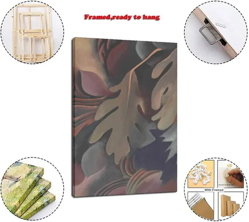 Vista 6 de Georgia O'Keeffe - Póster de hojas bajo el agua, pintura decorativa, lienzo, arte de pared, para sala de estar, dormitorio, 16 x 24 pulgadas