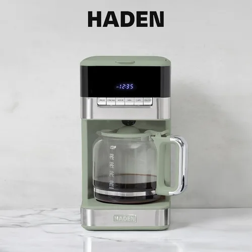 Vista 7 de Haden Cafetera programable de 12 tazas con función de apagado automático y filtro de agua lavable reutilizable, verde y cromado Cedro verde