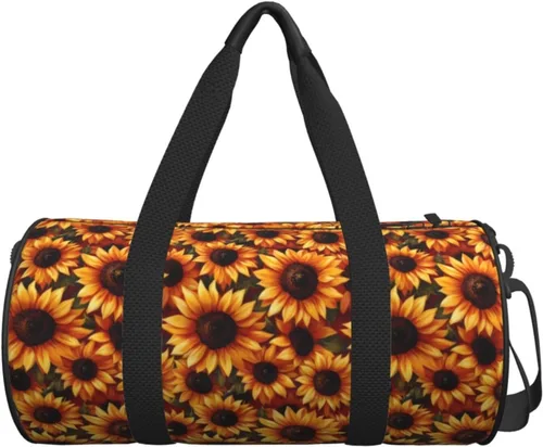 Vista 7 de Large Duffle Bag for Travel - Retro Sunflower Print Gym Bag for Women Men, Travel Foldable Bags for Women Men with Zippered Multiple Pockets