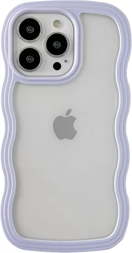Vista 8 de Caseative Funda para iPhone 13 Pro, color negro Forma de marco de onda rizada linda a prueba de golpes suave