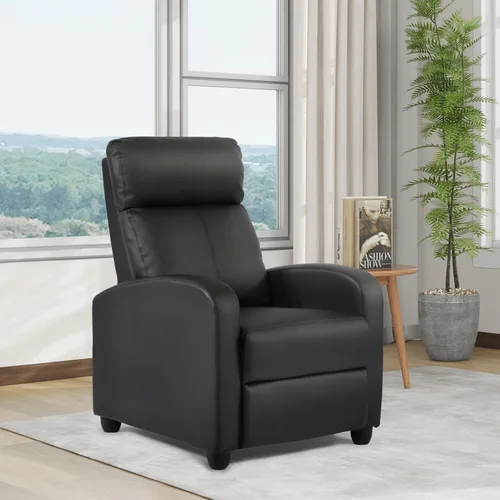 Vista 4 de FDW Wingback Silla reclinable de cuero, de una plaza, moderno sofá para casa, teatro, sala de estar, Cuero