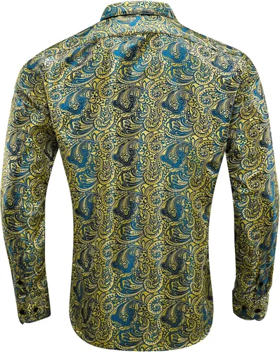 Vista 5 de Camisas de moda para hombre, camisa de vestir de manga larga con flores de cachemira de seda tejida para negocios, fiesta, diseño casual