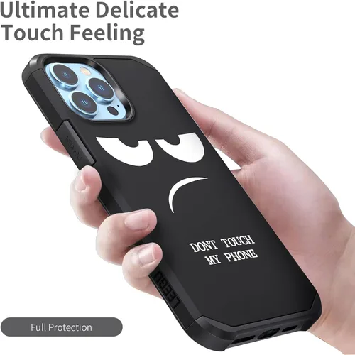 Vista 7 de Funda para iPhone 13 Pro, bonita funda [Don't Touch My Phone] a prueba de golpes de doble capa resistente de silicona protectora de plástico