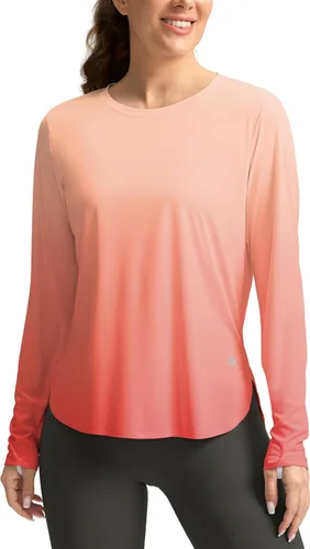 Vista 31 de Camisetas de sol para mujer, con protección ultravioleta FPU 50+, manga larga, ligera, de secado rápido, para entrenamiento, senderismo, para mujer