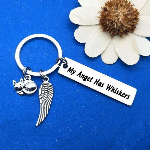 Vista 4 de Dabihu Llavero de regalo conmemorativo para mascotas, joyería de condolencias con bigotes en memoria de gatos, regalo de condolencias para amantes