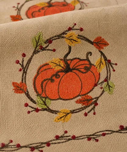 Vista 3 de Manor Luxe Camino de mesa rústico de otoño con corona de calabaza, 13 x 36 pulgadas, 13 x 36 pulgadas