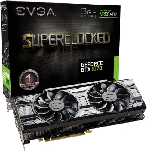 Vista 10 de Tarjeta gráfica GeForce GTX EVGA 1070 SC Gaming ACX 3.0, 08G-P4-6173-KR