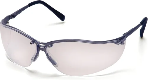 Vista 17 de Pyramex Venture II Safety Eyewear, Indoor/Outdoor Mirror Anti-Fog Lens Lente de espejo de E/S/marco azul metálico