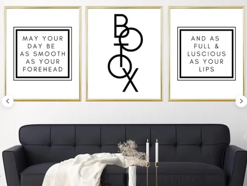 Vista 2 de JESC Bo-tox & Fil-lers - Lienzo de 3 piezas de lienzo para hacer que tu día sea tan suave como tu frente, póster de arte de pared, pintura artística