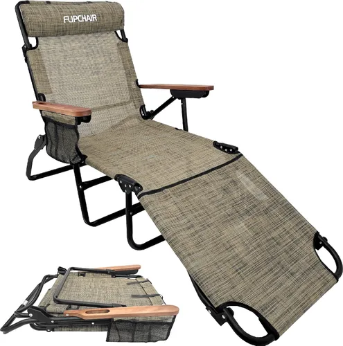 Vista 10 de EASYGO PRODUCTS Silla de césped, tumbona, 2 patas, soporte de material de poliéster, respaldo reclinable, almohada ideal para playa, hogar, patio