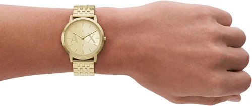 Vista 4 de Armani Exchange Reloj de pulsera de acero inoxidable con dos manecillas en tono dorado para hombre (Modelo AX2871), Oro