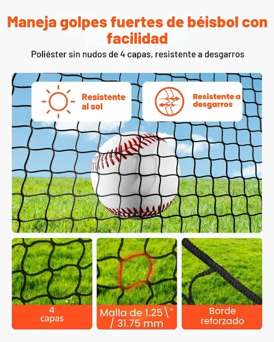 Vista 3 de VEVOR Baseball Batting Cage,Carbon Steel/Fiberglasss Portable Batting Cage