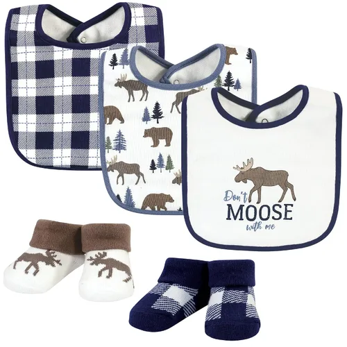 Vista 6 de Hudson Baby Conjunto de babero y calcetines unisex de algodón para bebé, Tamaño único Chica Calabaza
