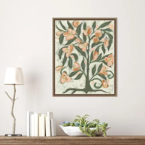 Vista 6 de Amanti Art Lienzo enmarcado para pared, 20 x 16 pulgadas, flores de durazno folclórico, por June Erica Vess, lienzo enmarcado para pared, obras