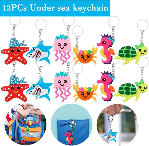 Vista 5 de 88 piezas de recuerdos de fiesta bajo el mar para niños, suministros de fiesta temática de animales marinos del océano para niños y niñas, lindos