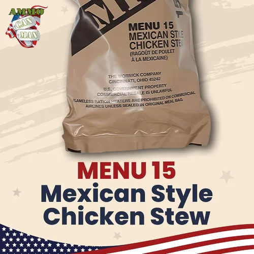 Vista 4 de MREs (Comidas listas para comer) genuino excedente militar de Estados Unidos sabores variados