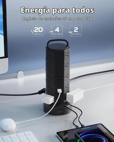 Vista 2 de JACKYLED Protector contra sobretensiones de torre de regleta