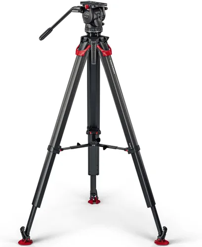 Vista 6 de Sachtler aktiv8T Touch & Go Sistema de cabezal fluido con trípode flowtech75 y esparcidor de nivel medio