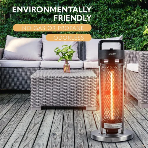 Vista 7 de SereneLife Calentador infrarrojo para patio, calentador eléctrico para patio con control remoto, 900 W, calentadores de interior/exterior