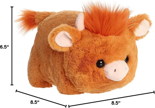 Vista 5 de Aurora Adorable animal de peluche Spudsters Hamish Highland Cow – Forma redonda que hace que los abrazos reconfortantes – Perfecto para niños