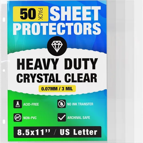 Vista 8 de 25 paquetes de protectores de hojas transparentes resistentes de 8.5x11 para carpeta de 3 argollas, protectores de plástico para documentos en papel