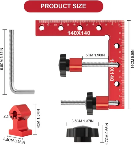 Vista 7 de Abrazadera de ángulo recto, abrazaderas de esquina de carpintería de 90 grados de aleación de aluminio con cuadrado de posicionamiento – 5.5 x 5.5