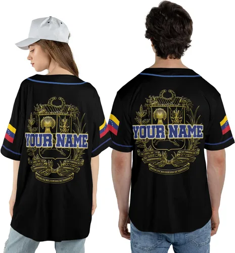 Vista 5 de Camiseta de béisbol de Venezuela con nombre personalizado, camiseta de Venezuela para hombres y mujeres, camiseta de béisbol unisex S-5XL