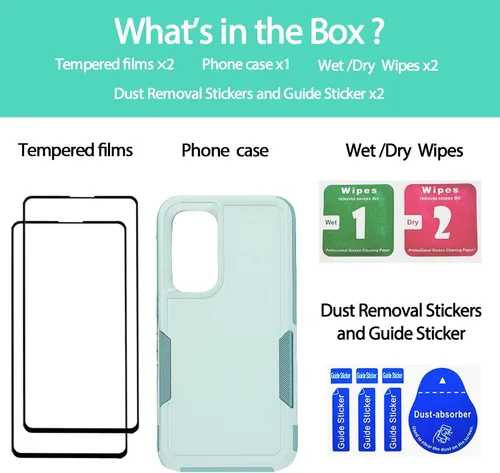 Vista 187 de Jeylly Compatible con Samsung Galaxy A22 5G Funda, Funda Samsung A22 5G con 2pcs protectores de pantalla de vidrio templado