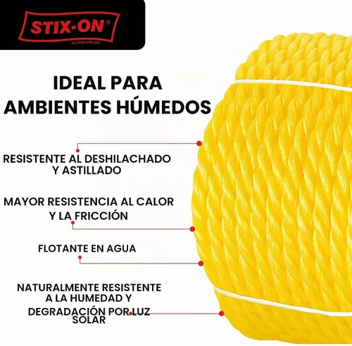 Vista 2 de Cuerda de polipropileno de 50 pies – Cuerda náutica torcida de 1/2 pulgada – Cuerda amarilla de servicio pesado resistente al aceite ideal