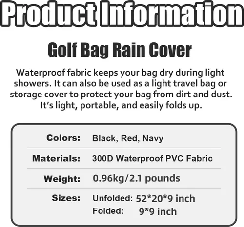 Vista 6 de Nuestra cubierta de lluvia de confianza: resistente al polvo y al agua, plegable para palos de golf