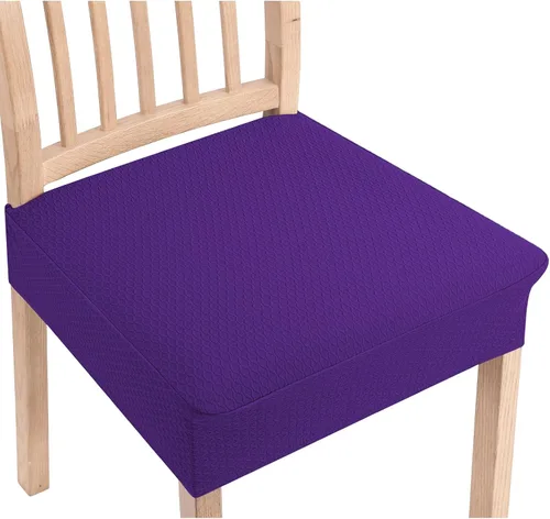 Vista 11 de Smiry Juego de 2 fundas de asiento elásticas de jacquard para sillas de comedor, extraíbles y lavables, sin fundas traseras, color azul aireado