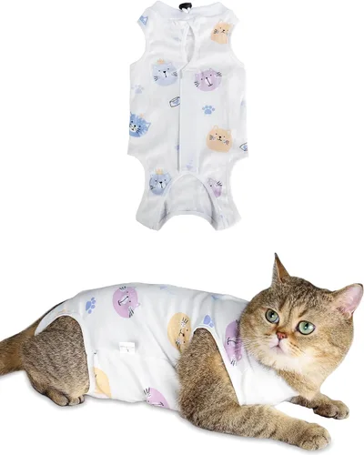 Vista 15 de ANWA Traje de Recuperación para Gatos - Mono transpirable para gatos hembras después de la cirugía, traje de recuperación quirúrgica para gatitos